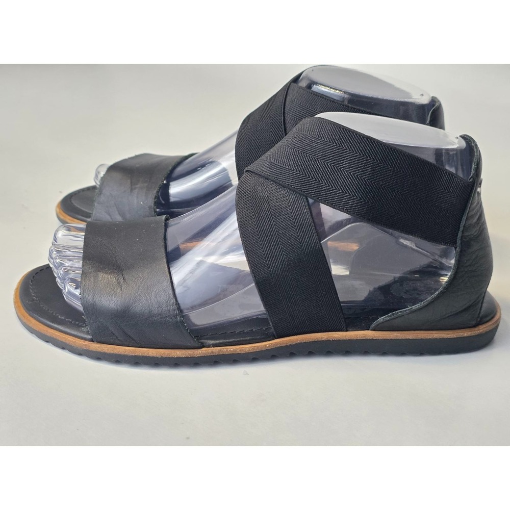 Sorel Ella II Women's Sandals Size 7 Black Leather Ankle Strap Shoes 1787541010
